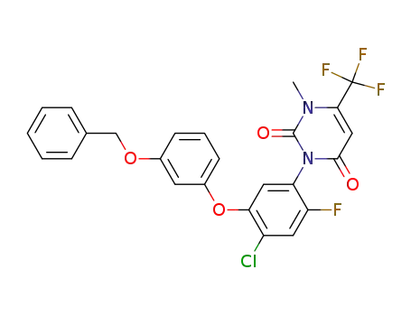 Molecular Structure of 344420-38-8 (([3-{2-chloro-4-fluoro-5-[3-methyl-2,6-dioxo-4-(trifluoromethyl)-1,2,3,6-tetrahydropyrimidin-1-yl]phenoxy}phenoxy]methyl)benzene)