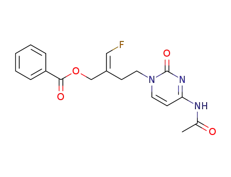 Molecular Structure of 208719-58-8 ((E)-4-(4-acetylaminopyrimidinone-1-yl)-2-benzoyloxymethyl-1-fluorobut-1-ene)