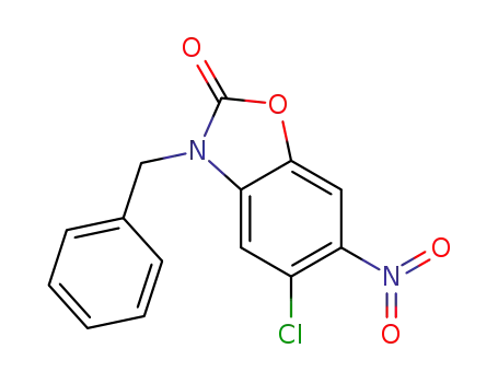 Molecular Structure of 493033-59-3 (2(3H)-Benzoxazolone, 5-chloro-6-nitro-3-(phenylmethyl)-)