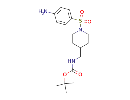 Molecular Structure of 392690-87-8 (Carbamic acid, [[1-[(4-aminophenyl)sulfonyl]-4-piperidinyl]methyl]-,
1,1-dimethylethyl ester)