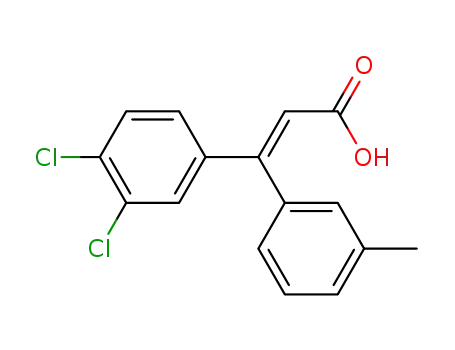 Molecular Structure of 151664-96-9 (2-Propenoic acid, 3-(3,4-dichlorophenyl)-3-(3-methylphenyl)-, (E)-)