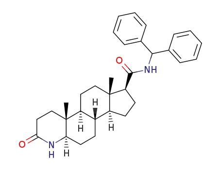 Molecular Structure of 142139-27-3 (N-(diphenylmethyl)-3-oxo-4-aza-5α-androstane-17β-carboxamide)