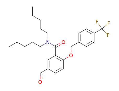 Molecular Structure of 404959-18-8 (Benzamide,
5-formyl-N,N-dipentyl-2-[[4-(trifluoromethyl)phenyl]methoxy]-)