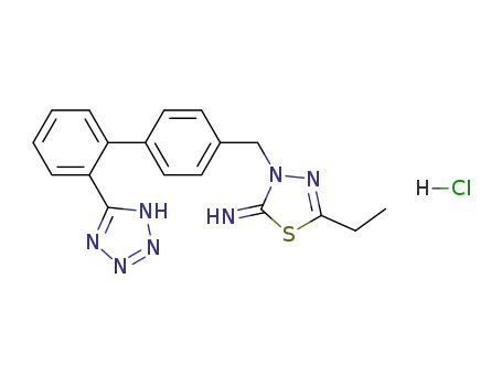 Molecular Structure of 169328-27-2 (5-ethyl-2-imino-3-[2'-(1H-tetrazol-5-yl)biphenyl-4-yl]methyl-1,3,4-thiadiazoline.hydrochloride)