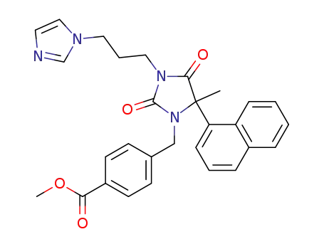 4-[3-(3-imidazol-1-yl-propyl)-5-methyl-5-naphthalen-1-yl-2,4-dioxo-imidazolidin-1-ylmethyl]-benzoic acid methyl ester