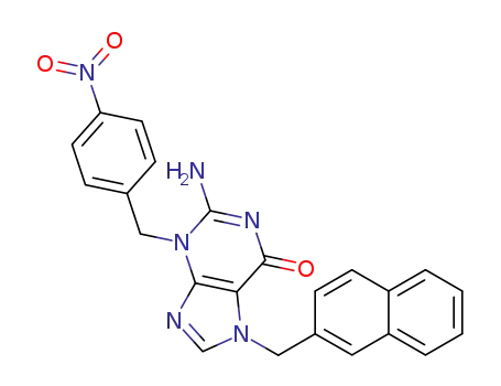 Molecular Structure of 380630-01-3 (2-amino-7-(2-naphthylmethyl)-3-(4-nitrobenzyl)-3,7-dihydro-6H-purin-6-one)