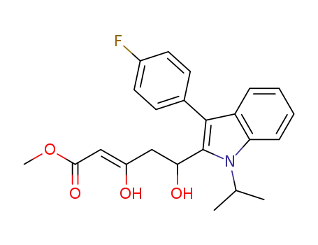 Molecular Structure of 1098542-17-6 (5-[3-(4-fluorophenyl)-1-isopropyl-1H-indol-2-yl]-3,5-dihydroxypent-2-enoic acid methyl ester)