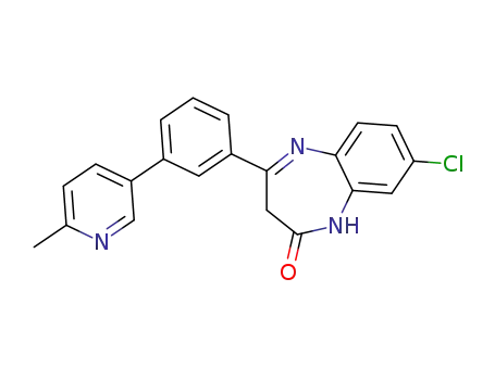 Molecular Structure of 579481-52-0 (2H-1,5-Benzodiazepin-2-one,
8-chloro-1,3-dihydro-4-[3-(6-methyl-3-pyridinyl)phenyl]-)