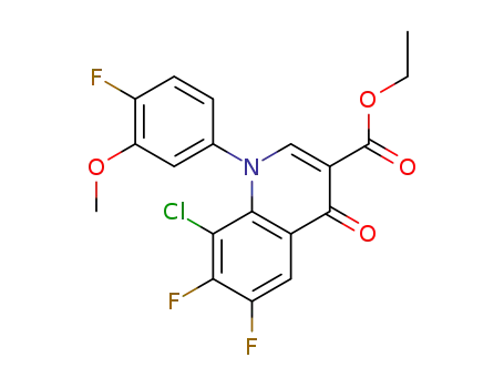 Molecular Structure of 208166-16-9 (ethyl 8-chloro-6,7-difluoro-1-(4-fluoro-3-methoxyphenyl)-4-oxo-1,4-dihydroquinoline-3-carboxylate)