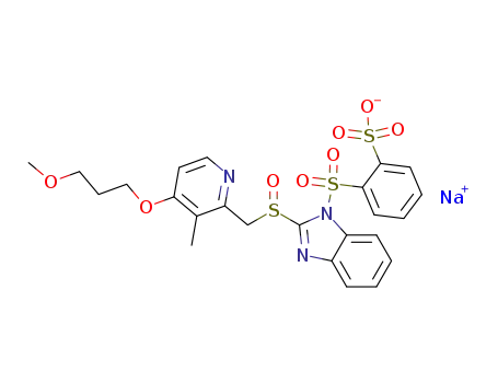 sodium 2-[2-[[(4-methoxypropoxy-3-methyl) pyridin-2-yl]methanesulfinyl]benzimidazole-1-sulfonyl]benzenesulfonate