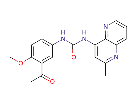 Molecular Structure of 288326-43-2 (1-(3-acetyl-4-methoxyphenyl)-3-(2-methyl-[1,5]-naphthyridin-4-yl)urea)