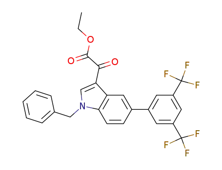 Molecular Structure of 481630-56-2 (ethyl {1-benzyl-5-[3,5-bis(trifluoromethyl)phenyl]-1H-indol-3-yl}(oxo)acetate)
