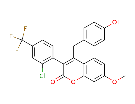 2H-1-Benzopyran-2-one,
3-[2-chloro-4-(trifluoromethyl)phenyl]-4-[(4-hydroxyphenyl)methyl]-7-meth
oxy-