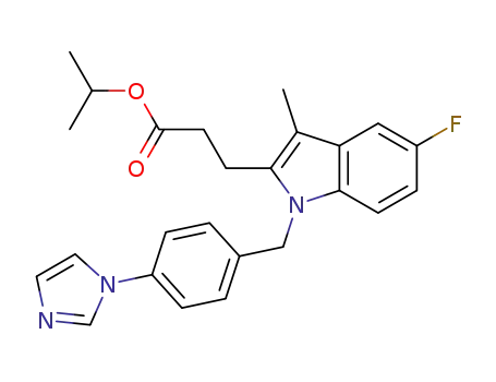 Molecular Structure of 145937-51-5 (isopropyl 5-fluoro-1-[[4-(1H-imidazol-1-yl)phenyl]methyl]-3-methyl-1H-indole-2-propanoate)