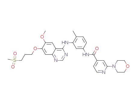 6-Methoxy-7-(3-methylsulphonylpropoxy)-4-[2-methyl-5-(2-morpholinopyridine-4-carboxamido)anilino]quinazoline