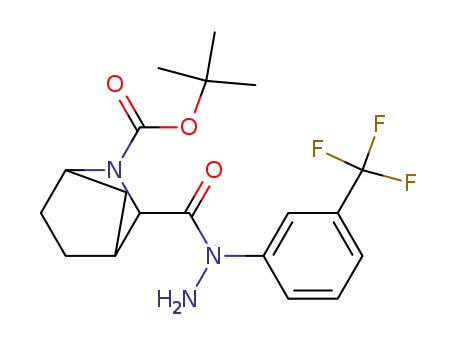 Molecular Structure of 385808-50-4 (2-Azabicyclo[2.2.1]heptane-2,3-dicarboxylic acid, 2-(1,1-dimethylethyl)
ester, 3-[1-[3-(trifluoromethyl)phenyl]hydrazide])