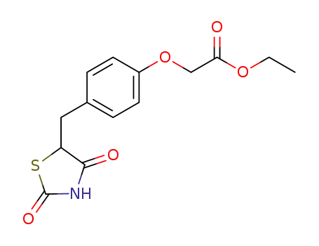 Molecular Structure of 172648-06-5 (Acetic acid, [4-[(2,4-dioxo-5-thiazolidinyl)methyl]phenoxy]-, ethyl ester)