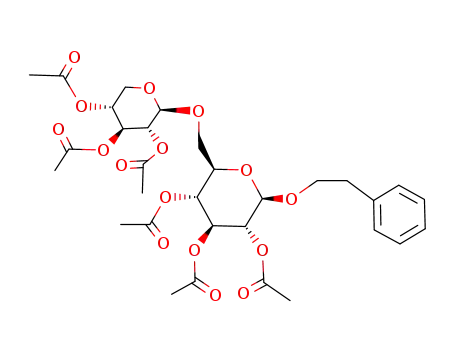 phenethyl 2,3,4,2',3',4'-O-hexaacetyl-β-D-xylopyranosyl-(1->6)-β-D-glucopyranoside