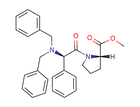 Molecular Structure of 620179-39-7 (L-Proline, (2R)-2-phenyl-N,N-bis(phenylmethyl)glycyl-, methyl ester)