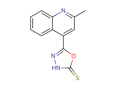 Molecular Structure of 90074-18-3 (1,3,4-Oxadiazole-2(3H)-thione, 5-(2-methyl-4-quinolinyl)-)
