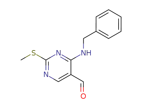Molecular Structure of 888491-20-1 (4-(Benzylamino)-2-(methylthio)pyrimidine-5-carbaldehyde)