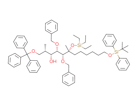 4,5-bis-benzyloxy-12-(<i>tert</i>-butyl-diphenyl-silanyloxy)-2,6-dimethyl-6-triethylsilanyloxy-1-trityloxy-dodecan-3-ol