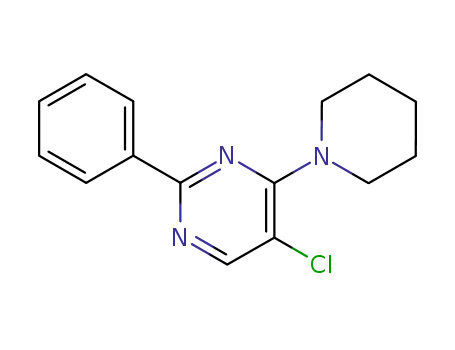 Molecular Structure of 26740-79-4 (Pyrimidine, 5-chloro-2-phenyl-4-(1-piperidinyl)-)