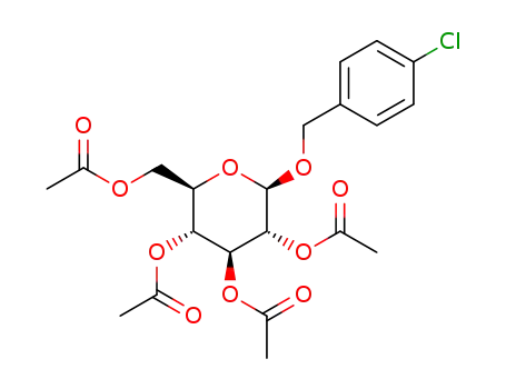 Molecular Structure of 1283670-91-6 (p-chlorobenzyl 2,3,4,6-tetra-O-acetyl-β-D-glucopyranoside)