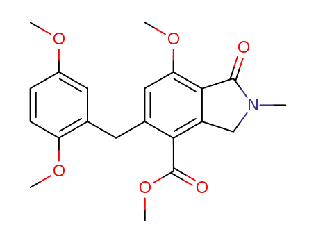 Molecular Structure of 914607-22-0 (methyl 5-(2,5-dimethoxybenzyl)-7-methoxy-2-methyl-1-oxo-2,3-dihydro-1H-isoindole-4-carboxylate)