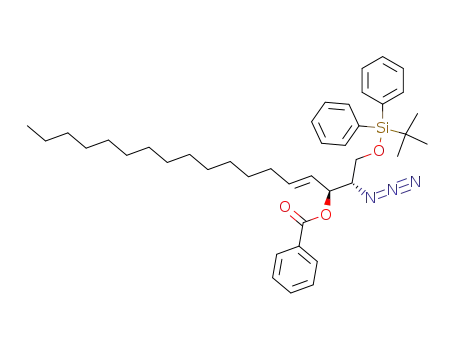 Molecular Structure of 928302-16-3 (4-Octadecen-3-ol, 2-azido-1-[[(1,1-dimethylethyl)diphenylsilyl]oxy]-,
3-benzoate, (2S,3S,4E)-)