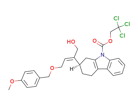 Molecular Structure of 482351-27-9 ((R)-2-[(E)-1-Hydroxymethyl-3-(4-methoxy-benzyloxy)-propenyl]-1,2,3,4-tetrahydro-carbazole-9-carboxylic acid 2,2,2-trichloro-ethyl ester)