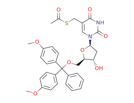 Molecular Structure of 220652-62-0 (S-acetyl-5'-O-(4,4'-dimethoxytrityl)-5-mercaptomethyl-2'-deoxyuridine)
