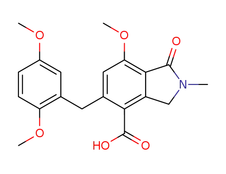 Molecular Structure of 914607-23-1 (5-(2,5-dimethoxybenzyl)-7-methoxy-2-methyl-1-oxo-2,3-dihydro-1H-isoindole-4-carboxylic acid)