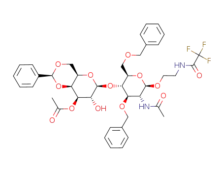 2-(trifluoroacetylamino)ethyl 2-acetylamino-4-O-(3-O-acetyl-4,6-O-benzylidene-β-D-galactopyranosyl)-3,6-di-O-benzyl-2-deoxy-β-D-glucopyranoside