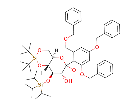 (4aR,7R,8R,8aR)-6-(2,4-Bis-benzyloxy-6-benzyloxymethyl-phenyl)-2,2-di-tert-butyl-6-methoxy-8-triisopropylsilanyloxy-hexahydro-1,3,5-trioxa-2-sila-naphthalen-7-ol