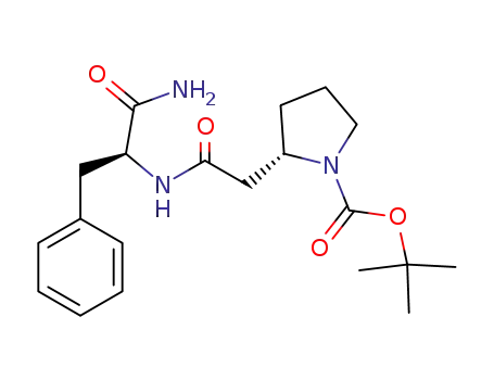 Molecular Structure of 905858-53-9 ((S)-2-[((S)-1-Carbamoyl-2-phenyl-ethylcarbamoyl)-methyl]-pyrrolidine-1-carboxylic acid tert-butyl ester)