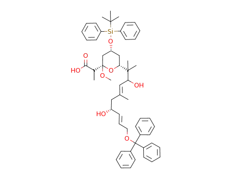 2-[(2S,4R,6R)-4-(tert-Butyl-diphenyl-silanyloxy)-6-((3E,7E)-(R)-2,6-dihydroxy-1,1,4-trimethyl-9-trityloxy-nona-3,7-dienyl)-2-methoxy-tetrahydro-pyran-2-yl]-propionic acid