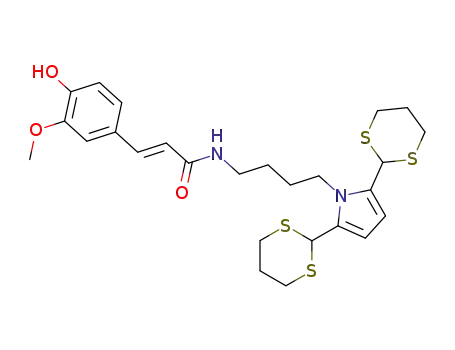 (E)-N-{4-[2,5-di(1,3-dithian-2-yl)-1H-pyrrol-1-yl]butyl}-3-(4-hydroxy-3-methoxyphenyl)-2-propenamide