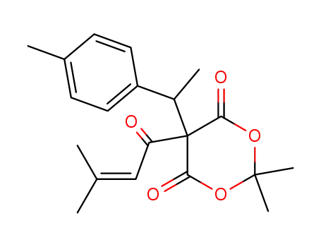1,3-Dioxane-4,6-dione,
2,2-dimethyl-5-(3-methyl-1-oxo-2-buten-1-yl)-5-[1-(4-methylphenyl)ethyl]-