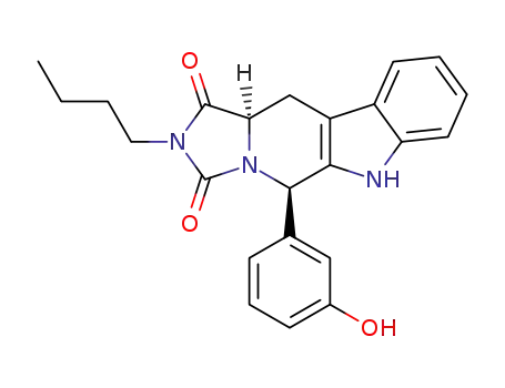 Molecular Structure of 869304-26-7 ((5R,11aR)-2-butyl-5-(3-hydroxyphenyl)-6H-1,2,3,5,11,11a-hexahydroimidazo[1,5-b]-β-carboline-1,3-dione)