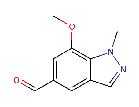 Molecular Structure of 831222-99-2 (7-Methoxy-1-Methyl-1H-indazole-5-carbaldehyde)