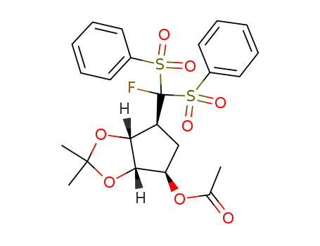 Acetic acid (3aS,4R,6S,6aR)-6-(bis-benzenesulfonyl-fluoro-methyl)-2,2-dimethyl-tetrahydro-cyclopenta[1,3]dioxol-4-yl ester