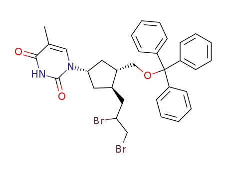 6'-carba-3'-(2,3-dibromopropyl)-2',3'-dideoxy-5'-O-tritylthymidine