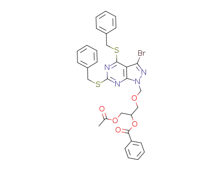 1-(3-acetoxy-2-benzoyloxy-1-propoxy)methyl-3-bromo-4,6-dibenzylthio-1H-pyrazolo[3,4-d]pyrimidine