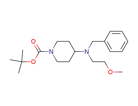 Molecular Structure of 955979-10-9 (4-[benzyl-(2-methoxy-ethyl)-amino]-piperidine-1-carboxylic acid tert-butyl ester)