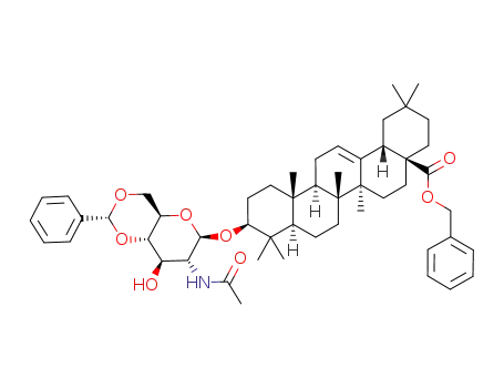 10-(7-acetylamino-8-hydroxy-2-phenyl-hexahydro-pyrano[3,2-<i>d</i>][1,3]dioxin-6-yloxy)-2,2,6a,6b,9,9,12a-heptamethyl-1,3,4,5,6,6a,6b,7,8,8a,9,10,11,12,12a,12b,13,14b-octadecahydro-2<i>H</i>-picene-4a-carboxylic acid benzyl ester