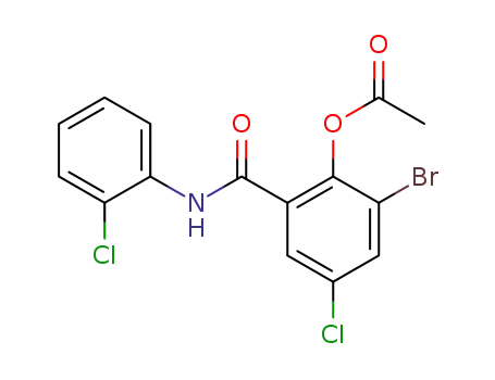 Molecular Structure of 825648-25-7 (Benzamide, 2-(acetyloxy)-3-bromo-5-chloro-N-(2-chlorophenyl)-)