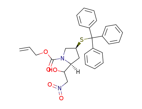 (2S,4S)-2-(1-Hydroxy-2-nitro-ethyl)-4-tritylsulfanyl-pyrrolidine-1-carboxylic acid allyl ester