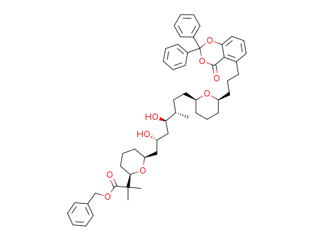 2-[(2R,6S)-6-((2R,4R,5S)-2,4-Dihydroxy-5-methyl-7-{(2S,6S)-6-[3-(4-oxo-2,2-diphenyl-4H-benzo[1,3]dioxin-5-yl)-propyl]-tetrahydro-pyran-2-yl}-heptyl)-tetrahydro-pyran-2-yl]-2-methyl-propionic acid benzyl ester