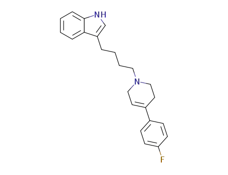 Molecular Structure of 143682-41-1 (3-{4-[4-(4-fluorophenyl)-1-(1,2,3,6-tetrahydro)pyridinyl]-1-butyl}-1H-indole)
